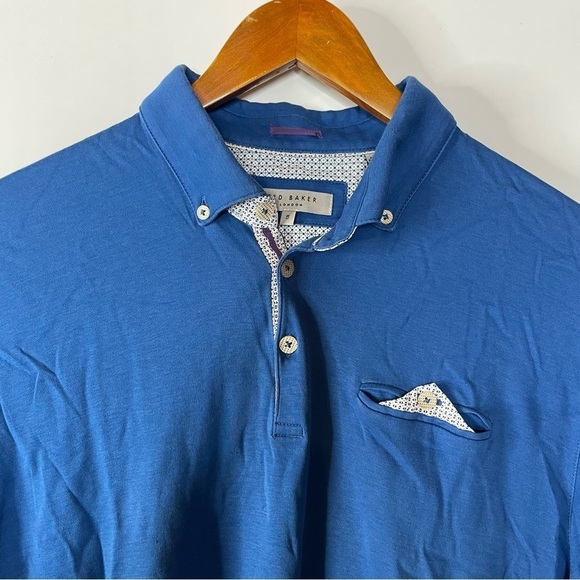 Ted Baker Men’s Blue Polo Shirt Size 5 - Picture 2 of 6